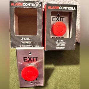 2 EB-1 Momentary Egress Station Exit, 1.5" Red Mushroom Button, Alarm Controls